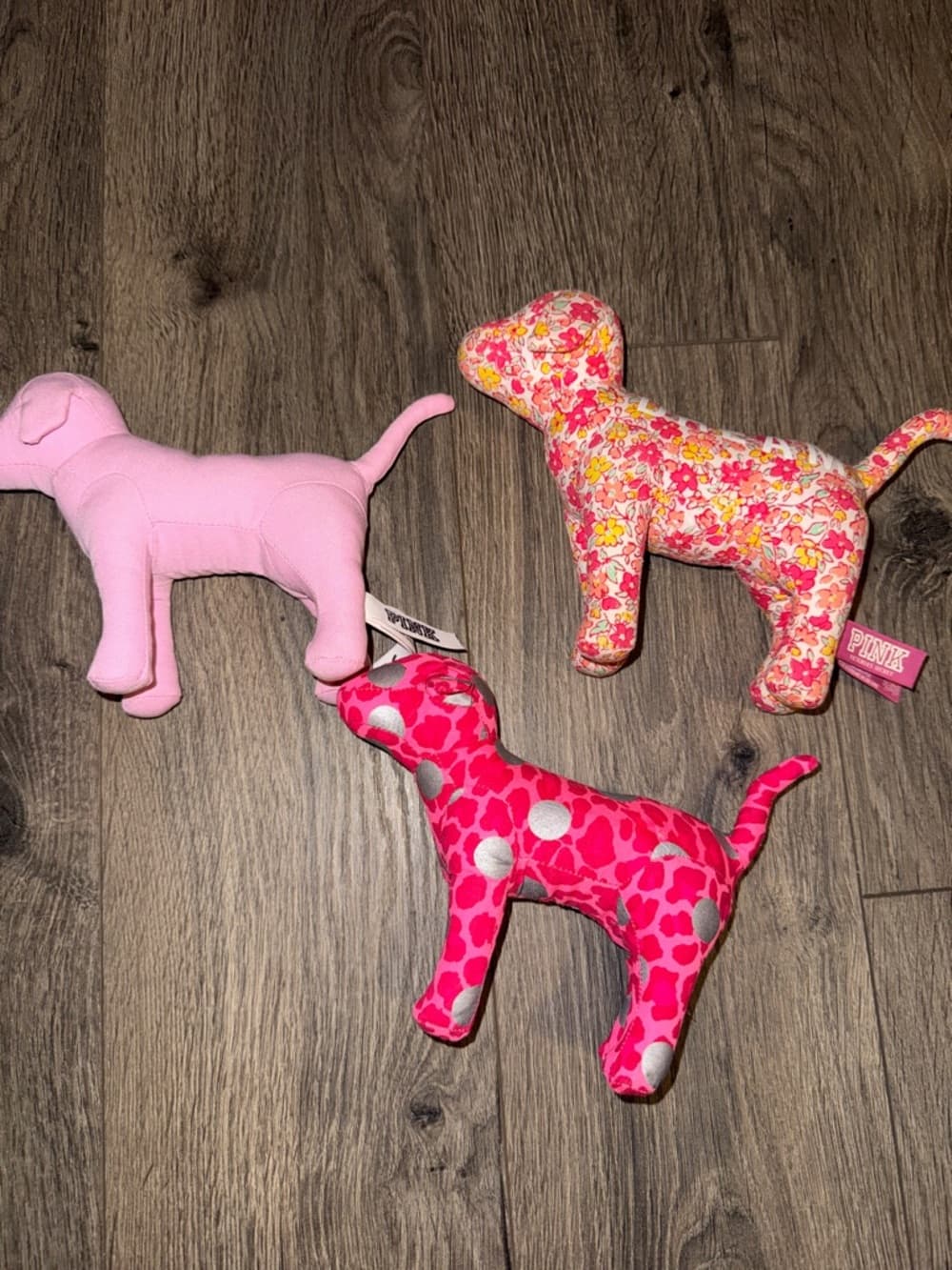 PINK Mini Dog Plush Trio - Floral & Solid Pink
