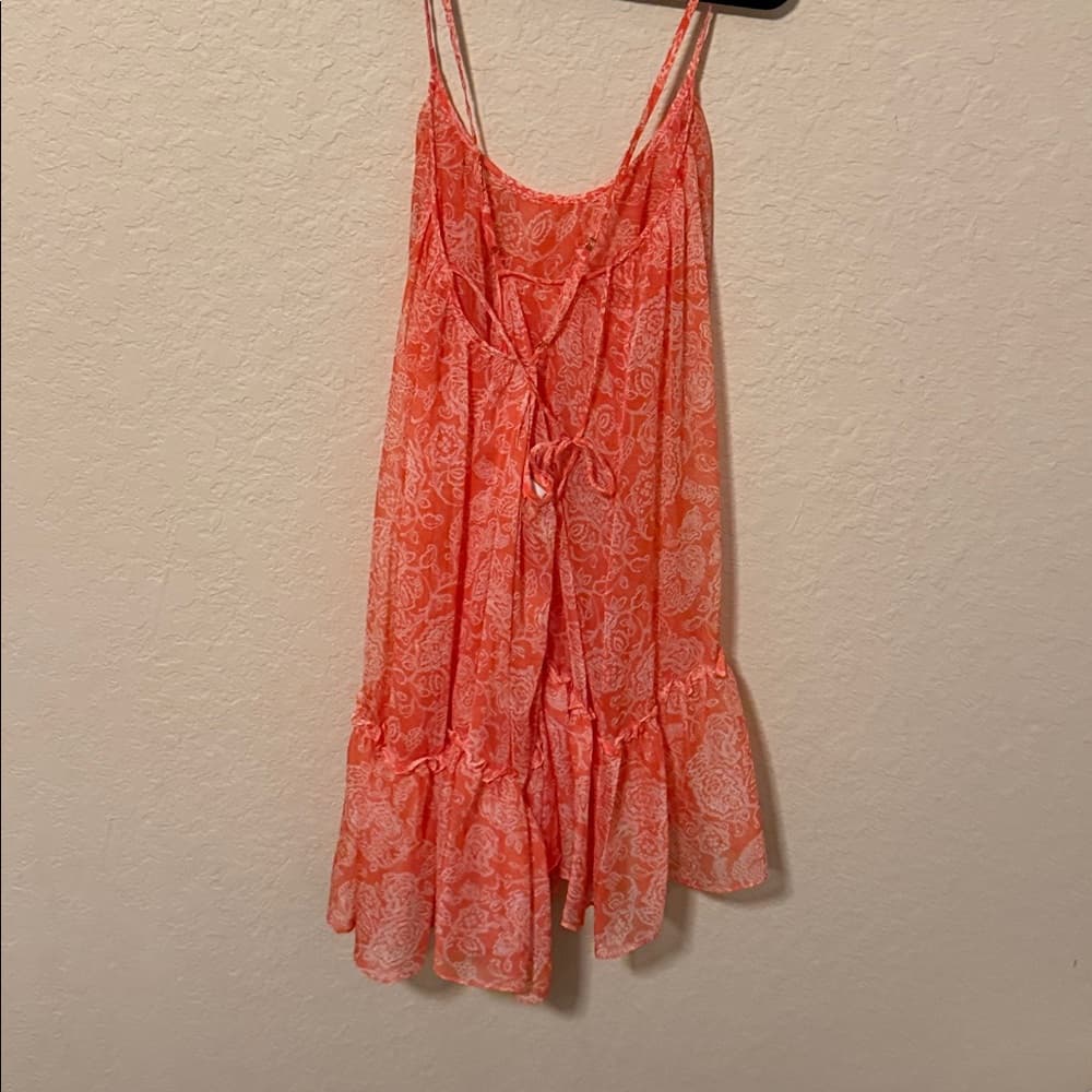 Misa Los Angeles Coral Paisley Ruffle Hem Sundress size xs - Thumbnail 3