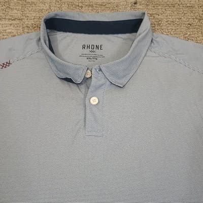 Rhone Golf Polo Mens 2XL Blue Stripe Commuter Athletic Performance Stretch Shirt