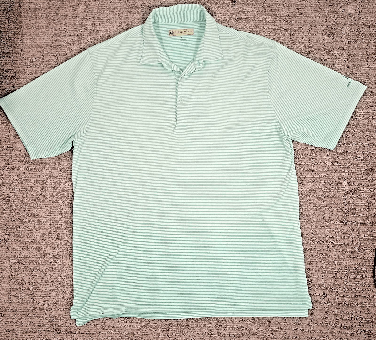 Donald Ross Sportswear Golf Polo Shirt Men's XXL Green Striped Dallas National - Thumbnail 2