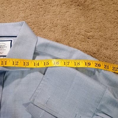 Charles Tyrwhitt Dress Shirt Size 17/35 Sky Polished Premium Sleek French Cuff - Thumbnail 3