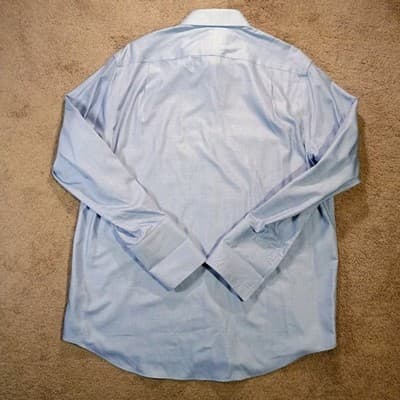 Charles Tyrwhitt Dress Shirt Size 17/35 Sky Polished Premium Sleek French Cuff - Thumbnail 10