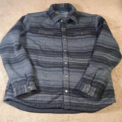 Iceburg Sweater Jacket Mens Large Knitted Button Snaps and Stripes Oversized