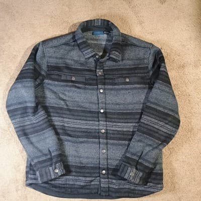 Iceburg Sweater Jacket Mens Large Knitted Button Snaps and Stripes Oversized - Thumbnail 3