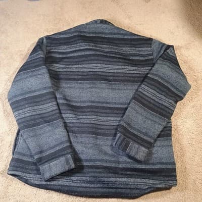 Iceburg Sweater Jacket Mens Large Knitted Button Snaps and Stripes Oversized - Thumbnail 4
