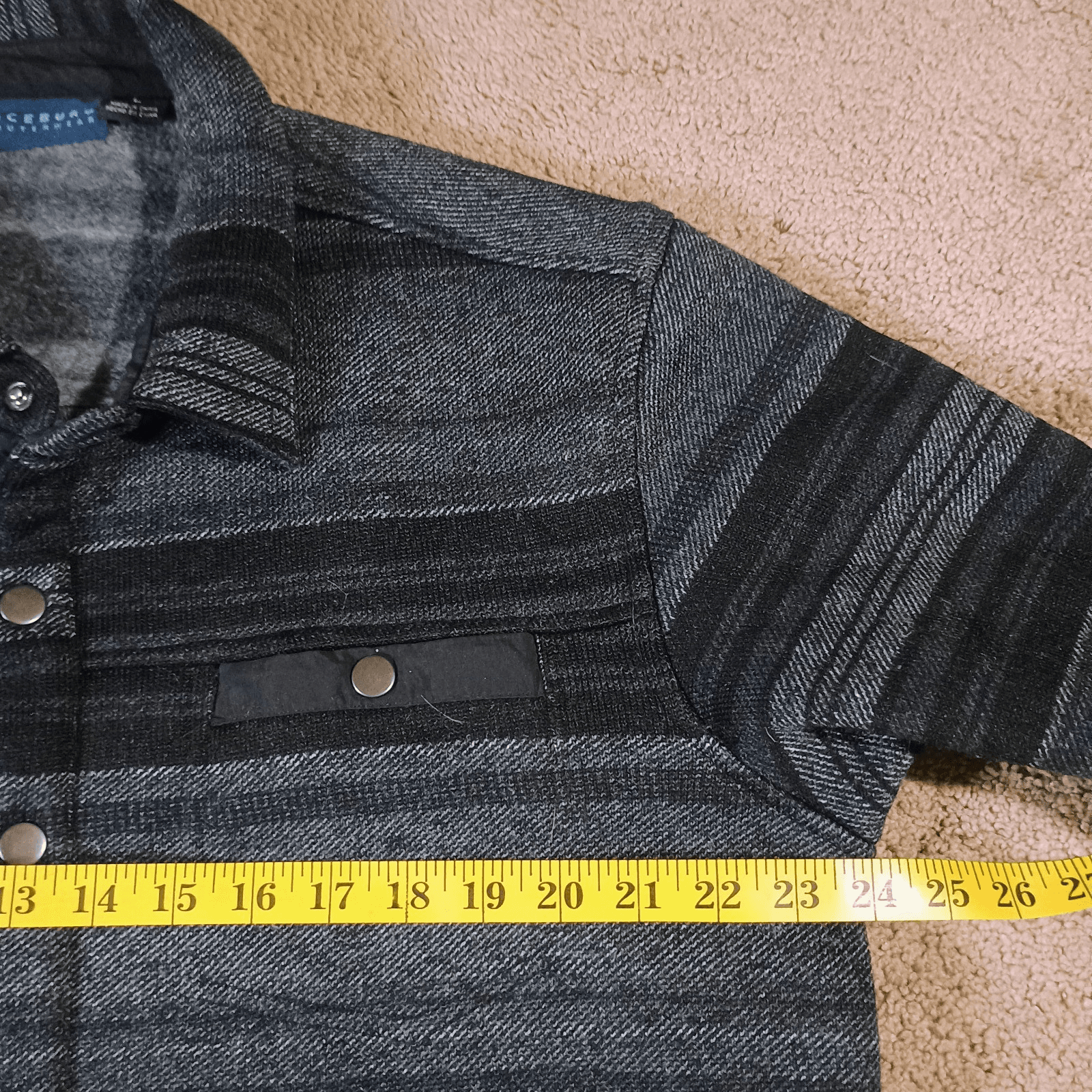 Iceburg Sweater Jacket Mens Large Knitted Button Snaps and Stripes Oversized - Thumbnail 7