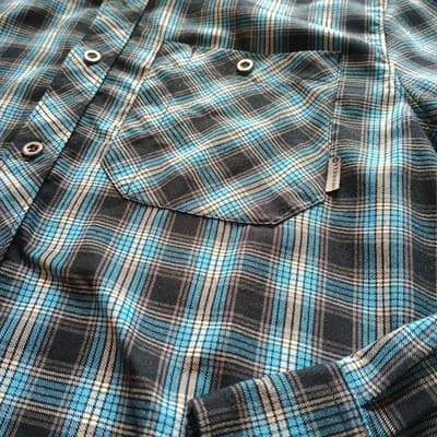 Merrell Button Up Shirt Mens Medium Blue Long Sleeve Check Plaid Casual Shirt - Thumbnail 2