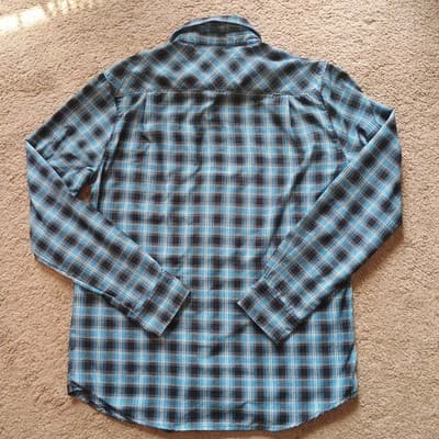 Merrell Button Up Shirt Mens Medium Blue Long Sleeve Check Plaid Casual Shirt - Thumbnail 4