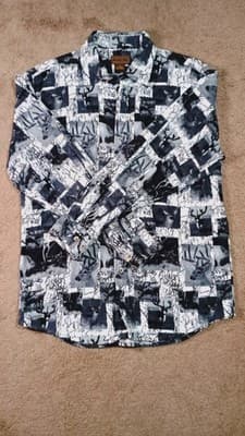 Marino Bay Thick Flannel Shirts Men Size Medium Game Print 100% Cotton VTG - Thumbnail 2