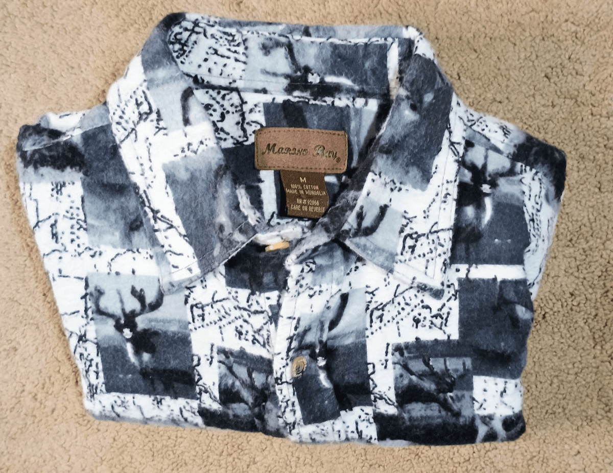 Marino Bay Thick Flannel Shirts Men Size Medium Game Print 100% Cotton VTG - Thumbnail 4