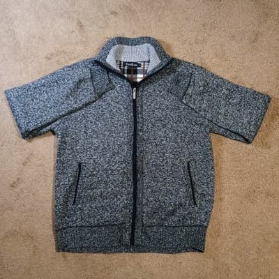 YeoKou Sweater Jacket Mens Large Gray Cashmere Wool Fleece Lined Cardigan Knit - Thumbnail 2