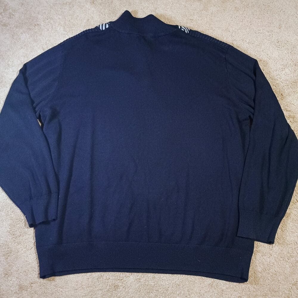 PJ PAUL JONES Mens 2XL Pullover Sweater with Quarter Zip Sharp Blue Pattern - Thumbnail 8