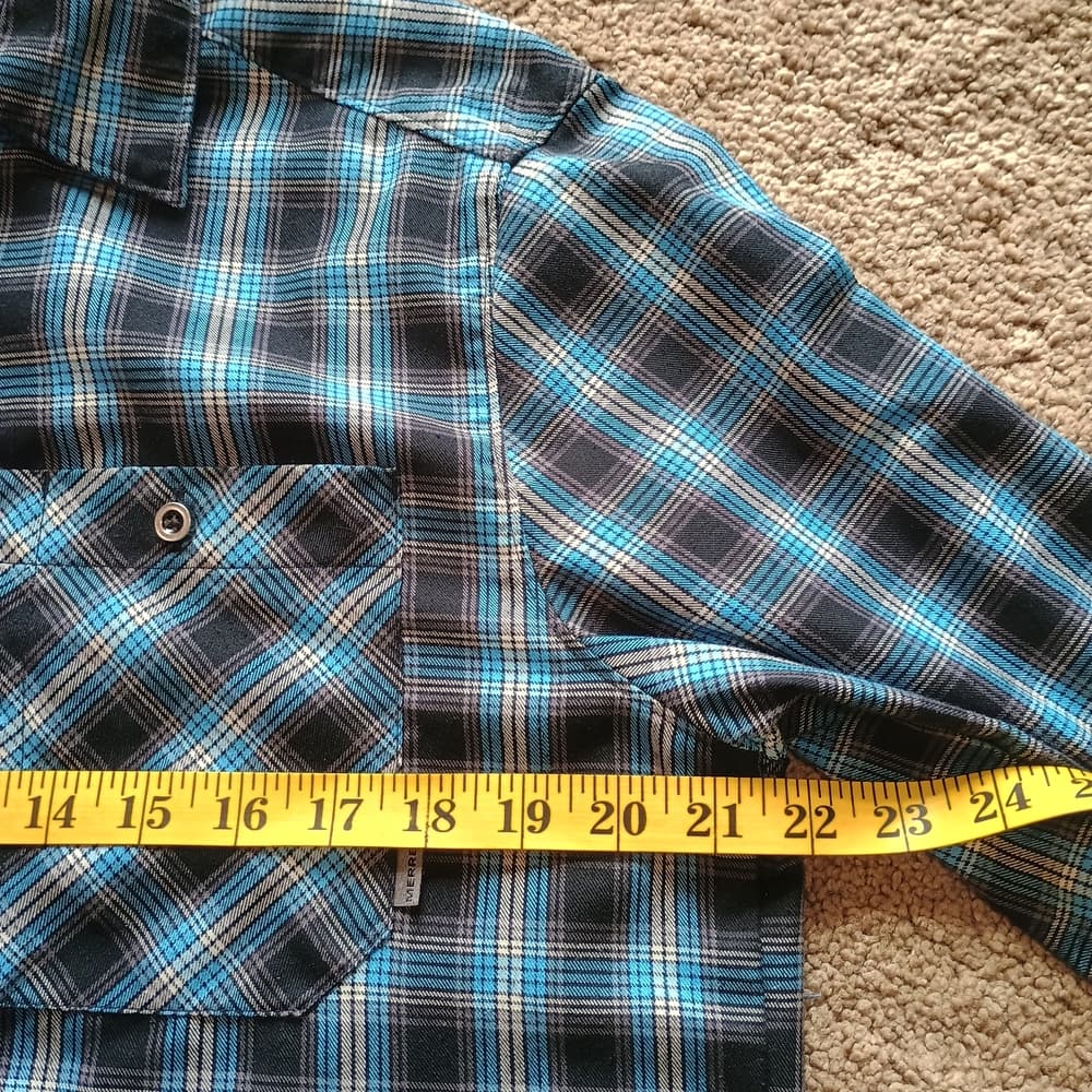 Merrell Plaid Flannel Shirt Medium Blue Long Sleeve Hiking Outdoor - Thumbnail 6