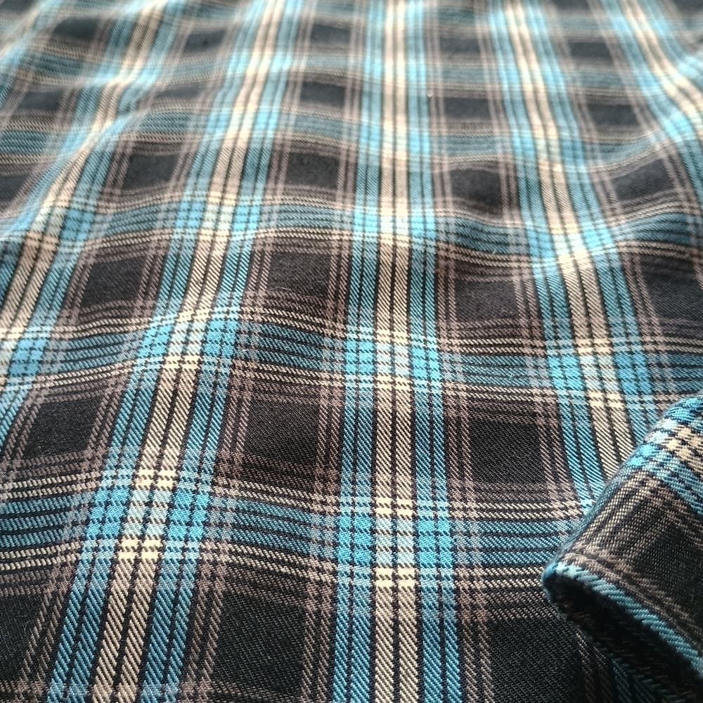 Merrell Plaid Flannel Shirt Medium Blue Long Sleeve Hiking Outdoor - Thumbnail 3