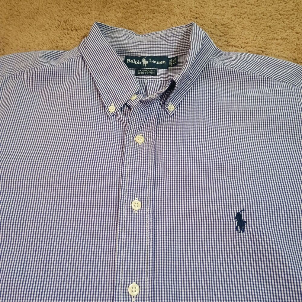 Ralph Lauren Shirt Men XL Button Down Shirt Yarmouth Fit Preppy Gingham Pattern - Thumbnail 8