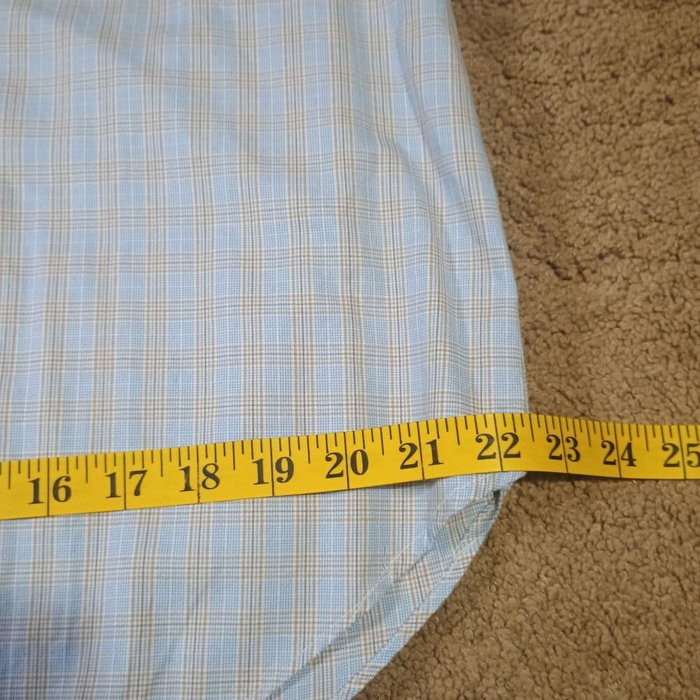 David Donahue Dress Shirt 17 34/35 100% Cotton Blue Window Check Buttonup Shirt - Thumbnail 8