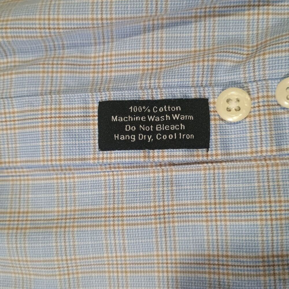 David Donahue Dress Shirt 17 34/35 100% Cotton Blue Window Check Buttonup Shirt - Thumbnail 3