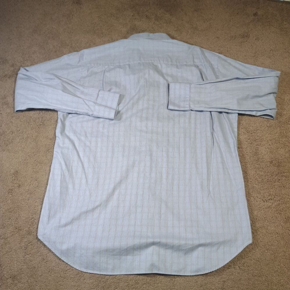 David Donahue Dress Shirt 17 34/35 100% Cotton Blue Window Check Buttonup Shirt - Thumbnail 5