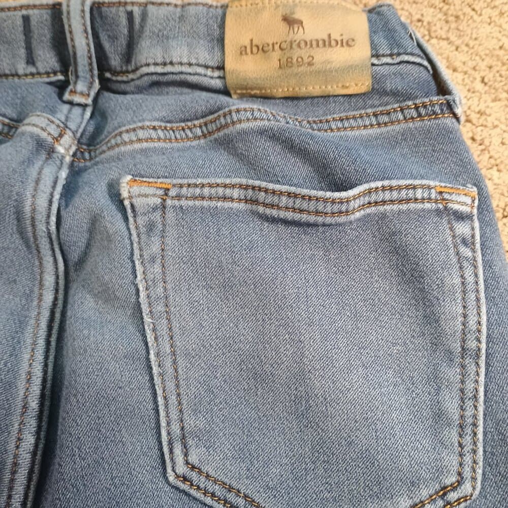 Abercrombie Kids Girls 15/16 Skinny Jeans Medium Dark Wash, Minor Distressed - Thumbnail 5