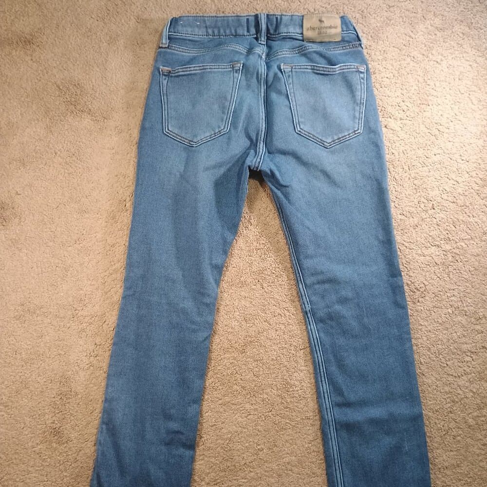 Abercrombie Kids Girls 15/16 Skinny Jeans Medium Dark Wash, Minor Distressed - Thumbnail 4