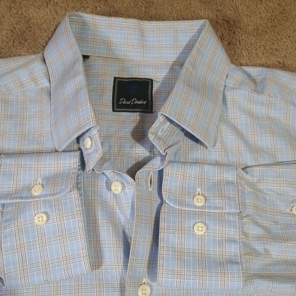 David Donahue Dress Shirt 17 34/35 100% Cotton Blue Window Check Buttonup Shirt - Thumbnail 11