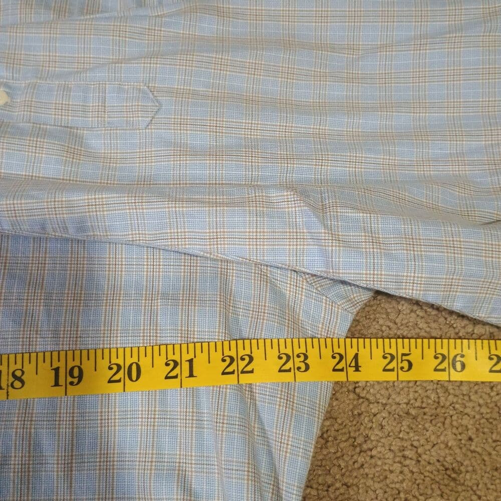 David Donahue Dress Shirt 17 34/35 100% Cotton Blue Window Check Buttonup Shirt - Thumbnail 7