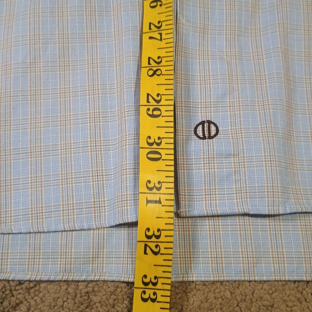 David Donahue Dress Shirt 17 34/35 100% Cotton Blue Window Check Buttonup Shirt - Thumbnail 9