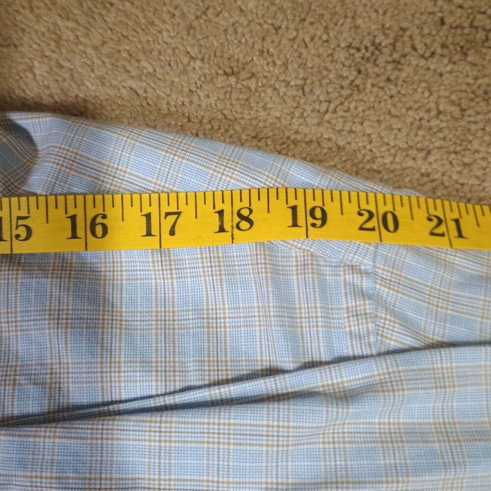 David Donahue Dress Shirt 17 34/35 100% Cotton Blue Window Check Buttonup Shirt - Thumbnail 6