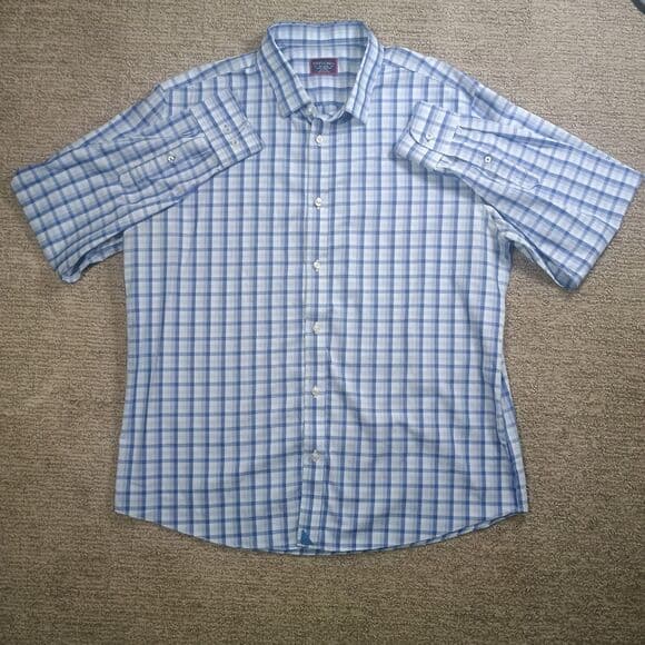 UNTUCKit Cataldi Slim Fit Wrinkle Free Shirt Men's XXL Blue Check Plaid - Thumbnail 10