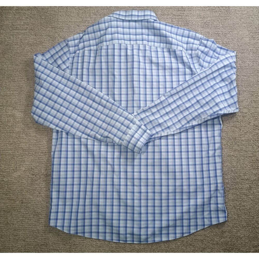 UNTUCKit Cataldi Slim Fit Wrinkle Free Shirt Men's XXL Blue Check Plaid - Thumbnail 3