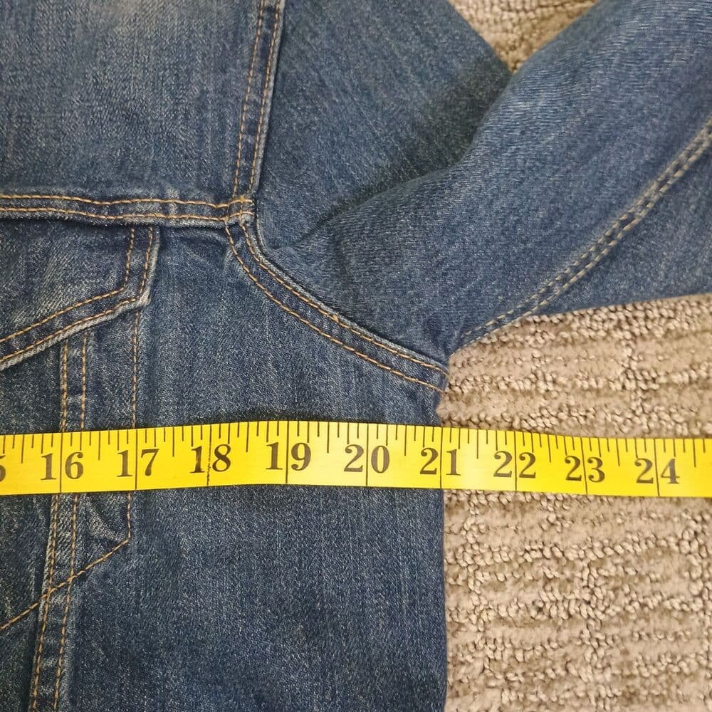 Levi’s Trucker Jacket Men’s Size Medium Denim 100% Cotton Painted 3 Eyed Cat - Thumbnail 4