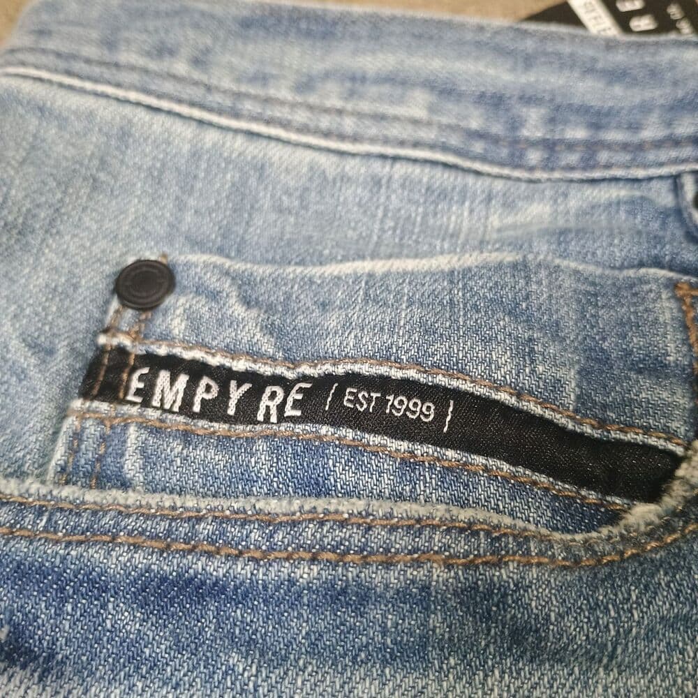 New Empyre Skeletor Jeans Mens 36 Blue Super Stretch Destress Ripped Denim - Thumbnail 3