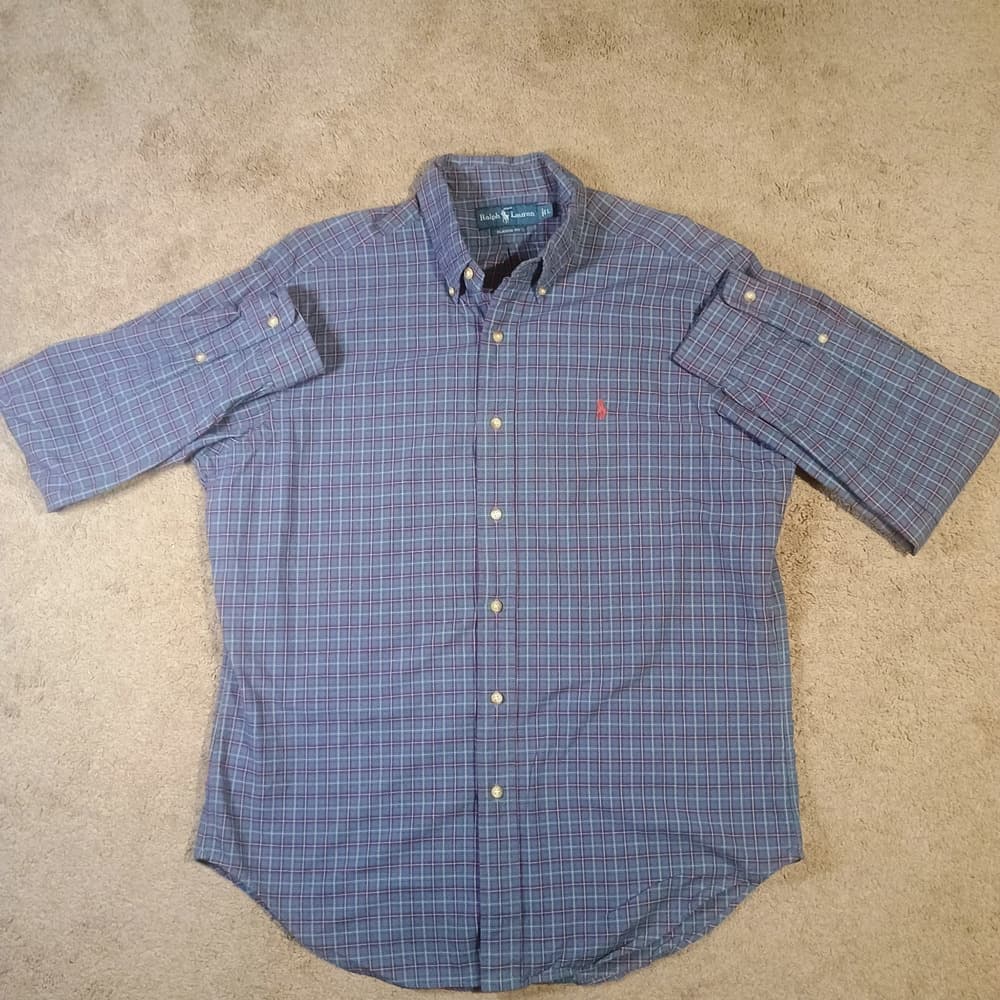Ralph Lauren Flannel Mens Check Classic Fit Large L Button Down