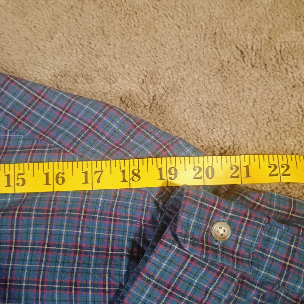 Ralph Lauren Flannel Mens Check Classic Fit Large L Button Down - Thumbnail 3