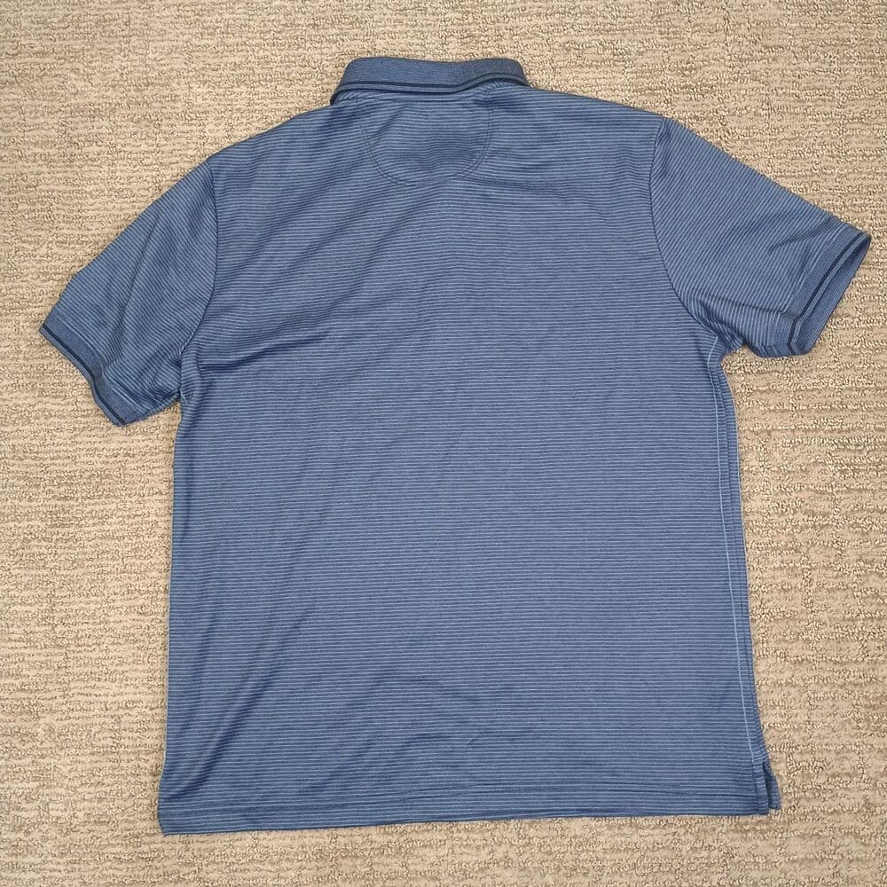 Tommy Bahama Festival Stripe Polo Shirt Mens Blue Large Short Sleeve Beach Golf - Thumbnail 2