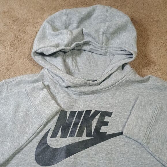 Nike Sportswear Club Large Logo Hoodie Gray Children's Medium Check Measurments - Thumbnail 9