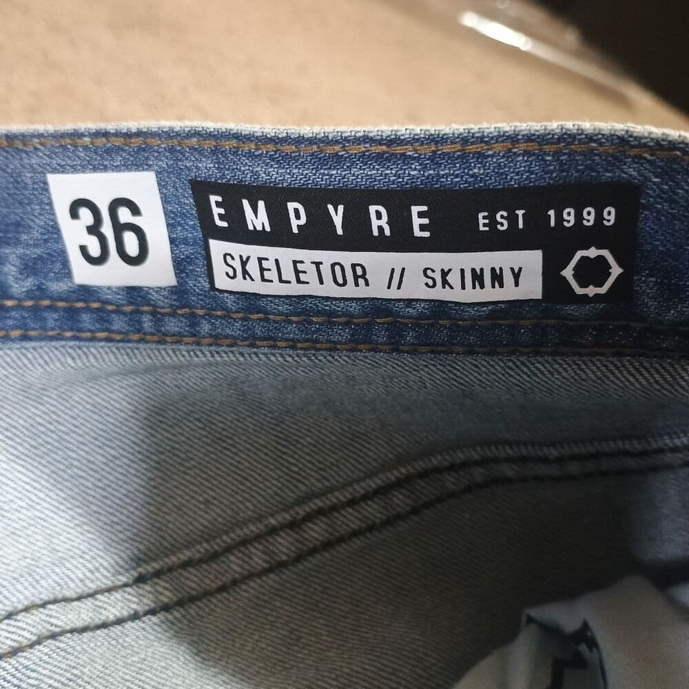 Empyre Skeletor Skinny Jeans Mens 36 Blue SuperStretch Distress Denim Skateboard - Thumbnail 4