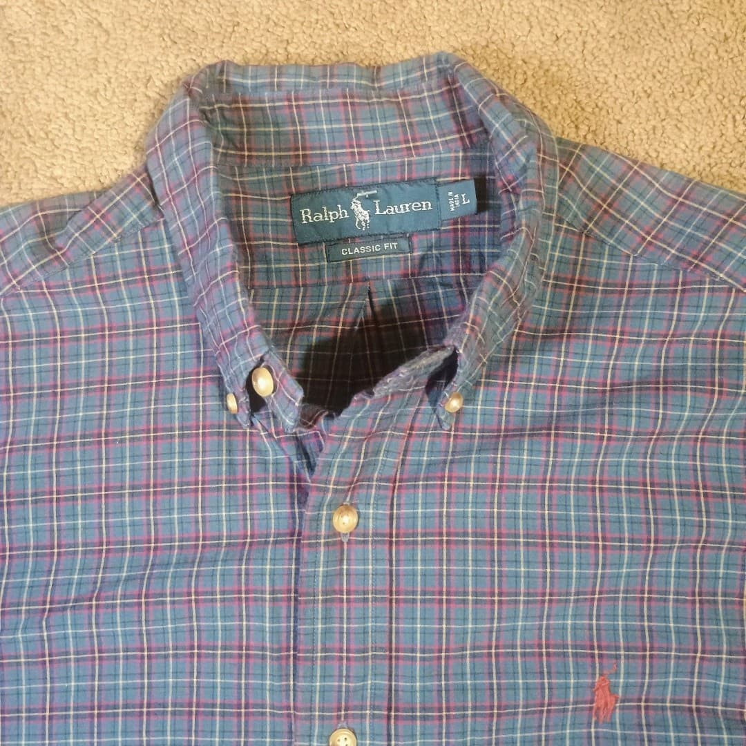 Ralph Lauren Shirt Mens Large Long Sleeve Button Down Cozy Casual Peppy Sleek