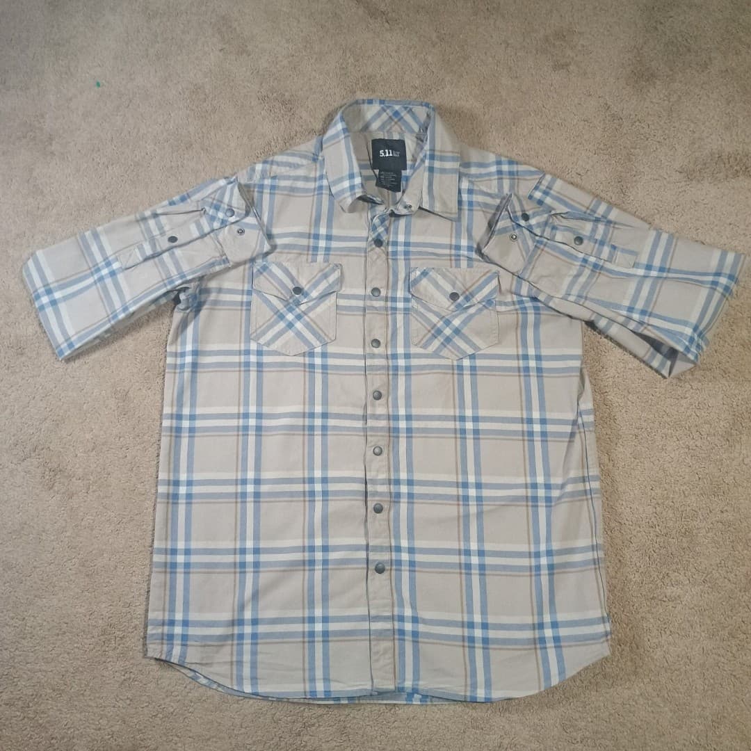 511 Tactical Gunner Plaid Mens MediumShirt 2 Shirt Bundle Tactical Snap Shirt - Thumbnail 8