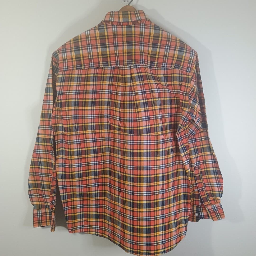 Cinch Long Sleeve Shirt Size S Orange & Yellow Check Plaid Western Rodeo Cowboy - Thumbnail 9