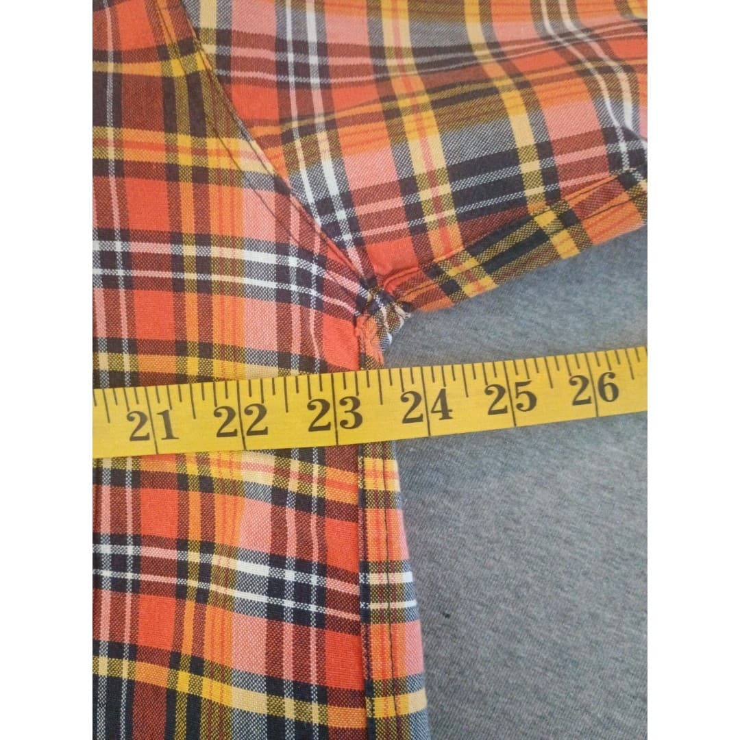Cinch Long Sleeve Shirt Size S Orange & Yellow Check Plaid Western Rodeo Cowboy - Thumbnail 3