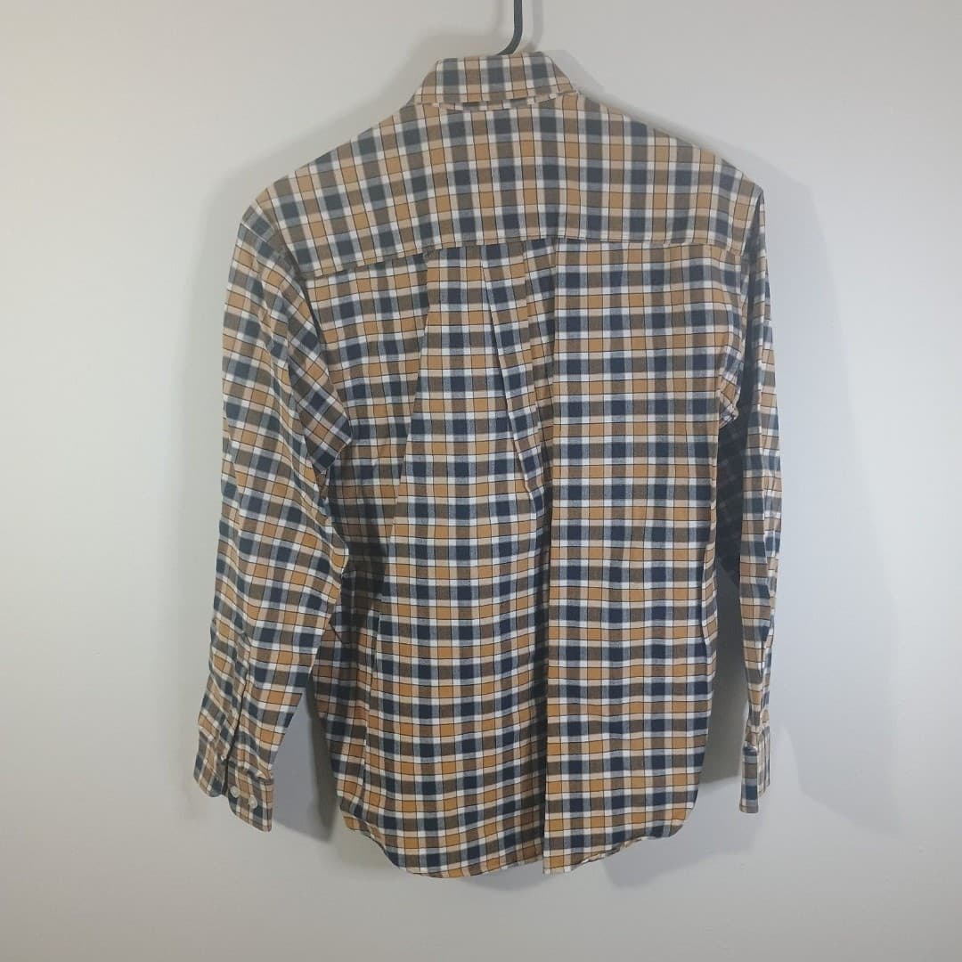 Cinch Long Sleeve Shirt Men's Size S Tan & Blue Check Plaid Cowboy Rodeo Western - Thumbnail 4
