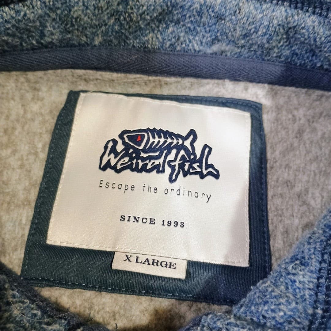 Weird Fish Sweater Men's XL Pullover Lined Knitted Quarter Zip Chest Pocket - Thumbnail 10