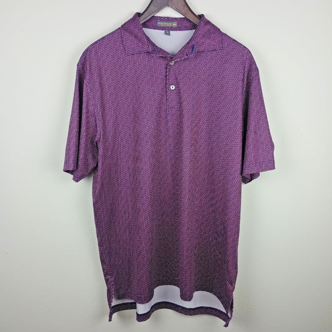 Peter Millar Solid Stretch Jersey Golf Polo Mens M Performance Geometric - Thumbnail 2