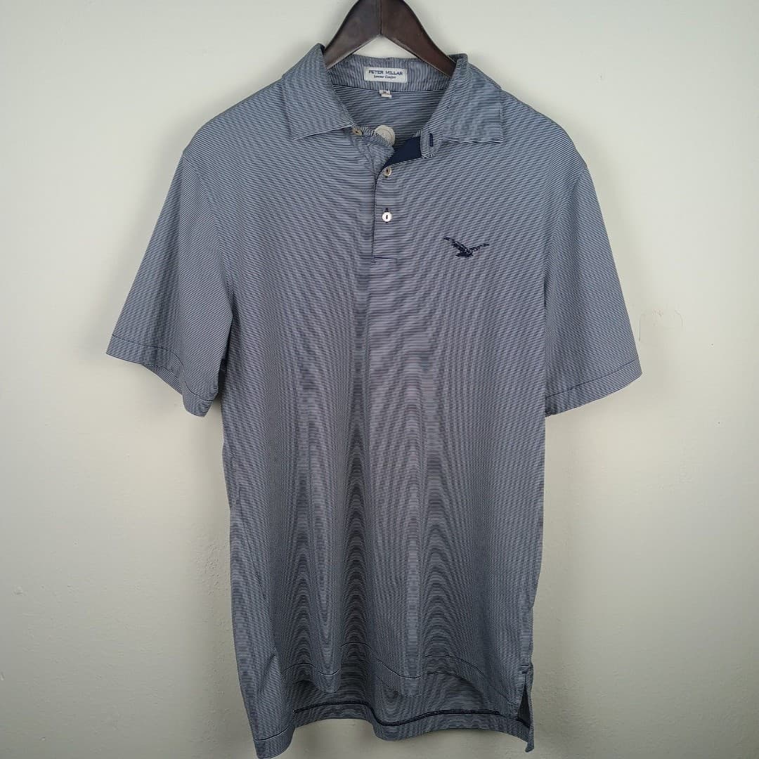 Peter Millar Jubile Strip Performance Golf Jersey Polo Medium Stretchy Soft - Thumbnail 2