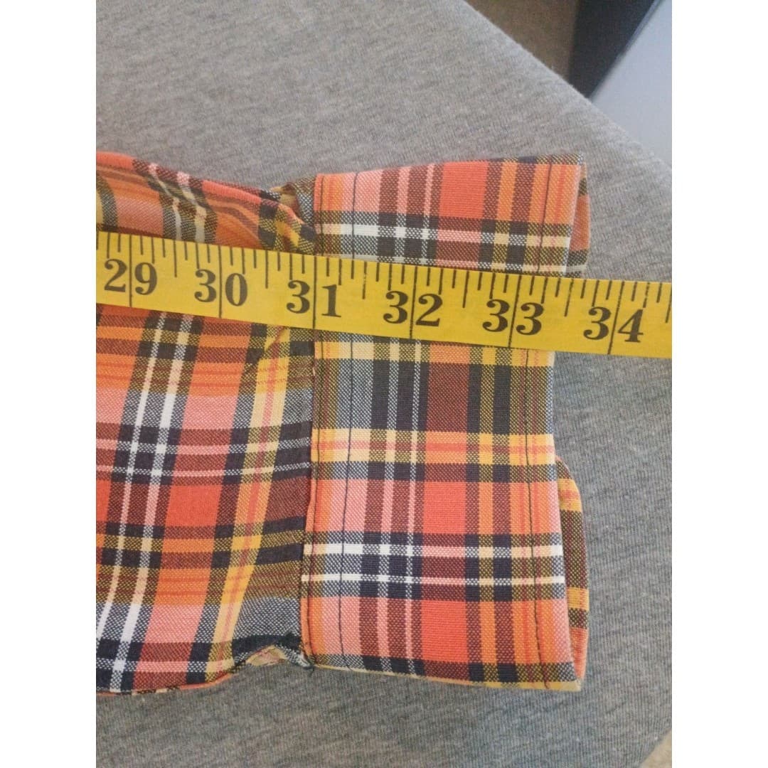 Cinch Long Sleeve Shirt Size S Orange & Yellow Check Plaid Western Rodeo Cowboy - Thumbnail 6