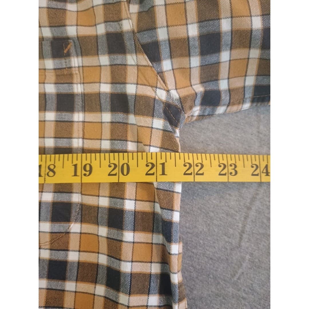 Cinch Long Sleeve Shirt Men's Size S Tan & Blue Check Plaid Cowboy Rodeo Western - Thumbnail 5