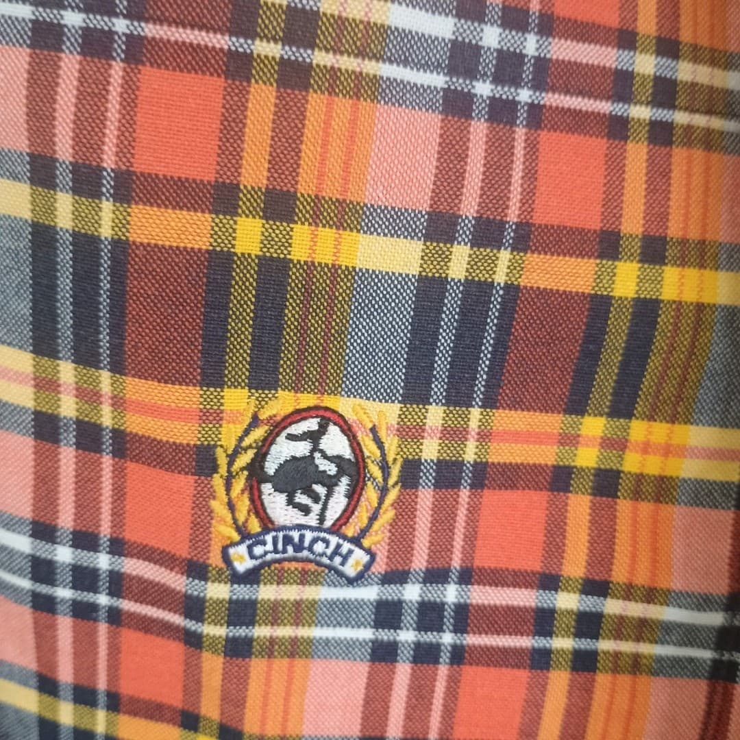 Cinch Long Sleeve Shirt Size S Orange & Yellow Check Plaid Western Rodeo Cowboy - Thumbnail 8