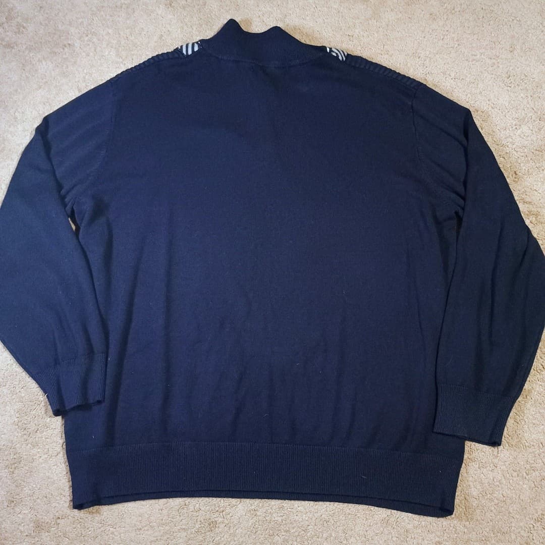 PAUL JONES Sweater Mens 2XL Pullover with Quarter Zip Sharp Houndtooth Pattern - Thumbnail 3