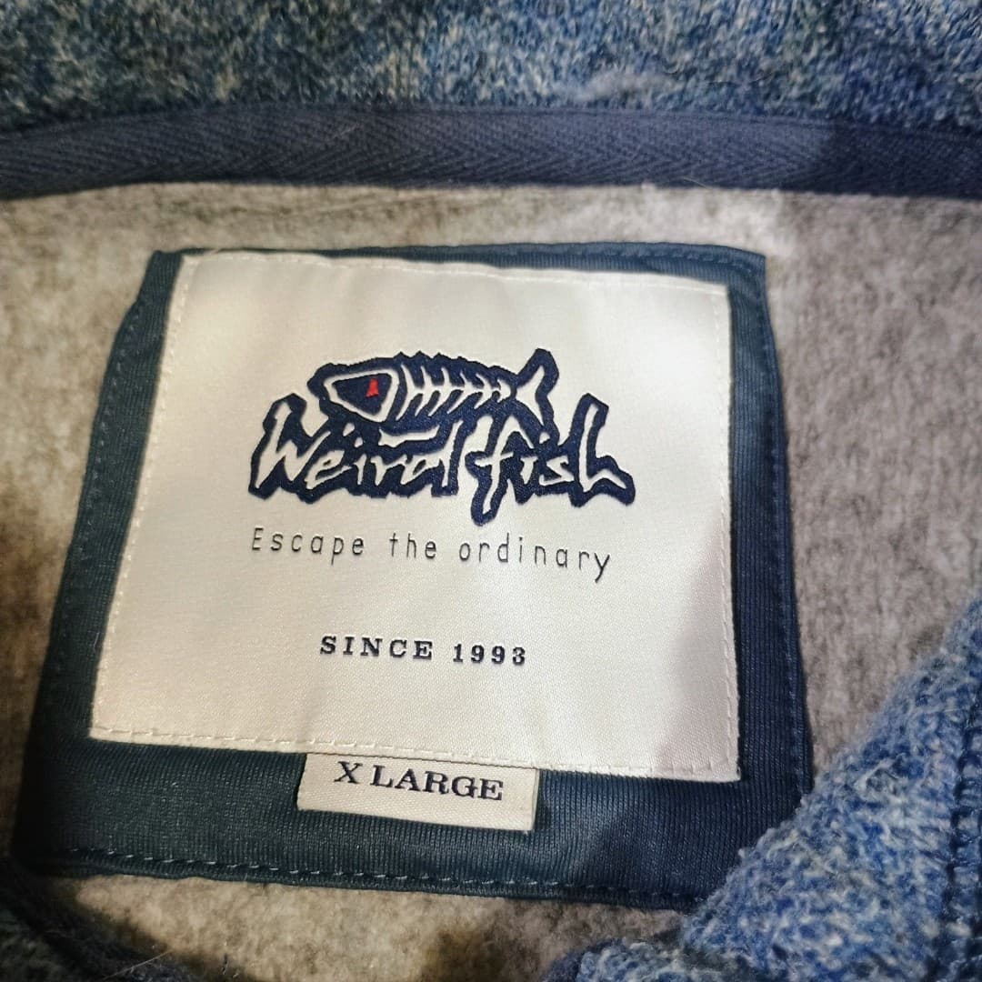 Weird Fish Sweater Men's XL Pullover Lined Knitted Quarter Zip Chest Pocket - Thumbnail 9